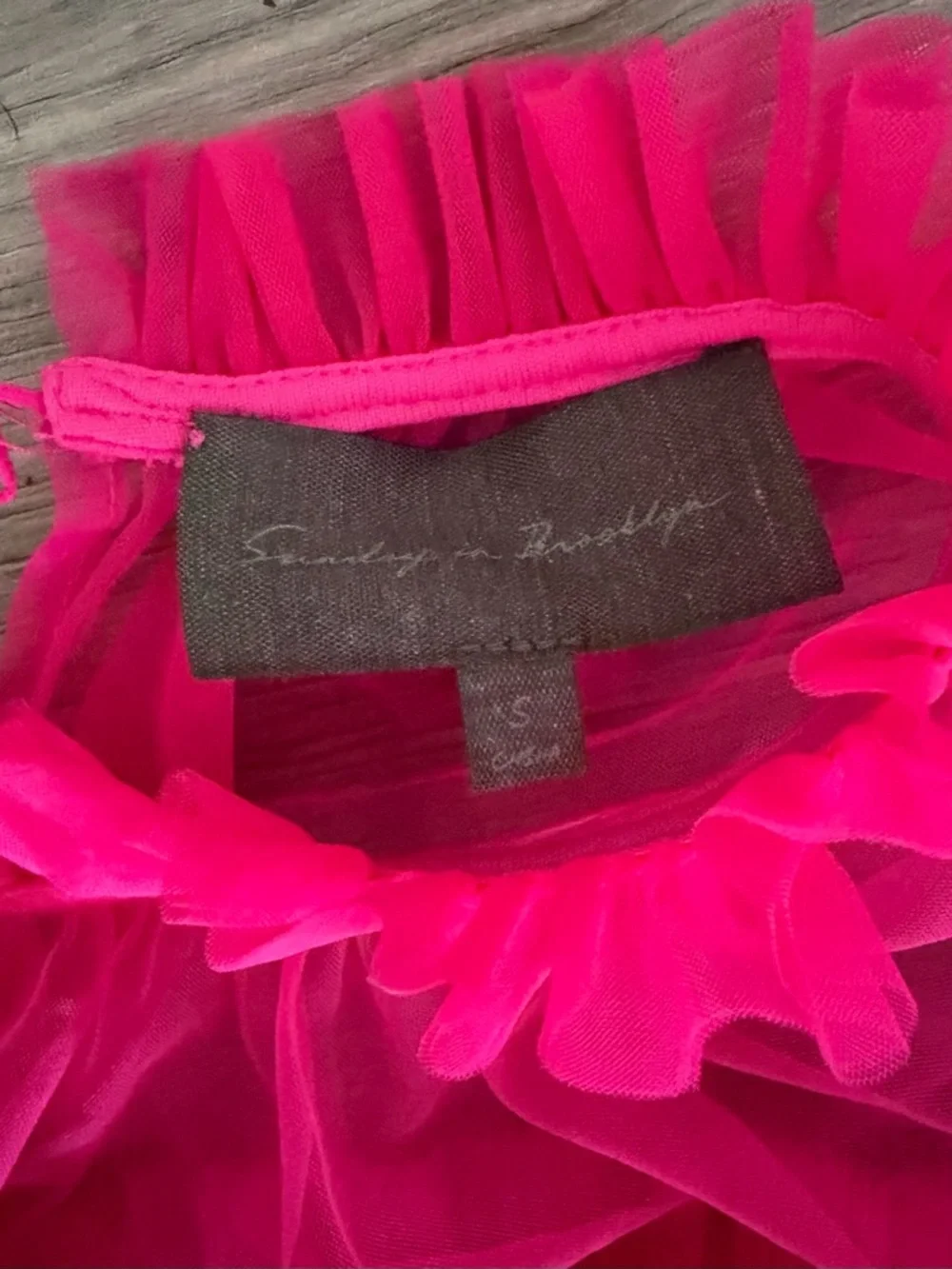 Sunday in Brooklyn Hot Pink Ruffled Sheer Blouse - Picture 6 of 7